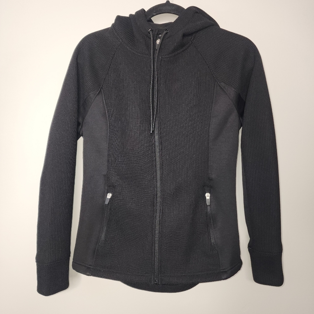 Swiss Tech Waffle Knit Hooded Slim Zip Up Jacket XS